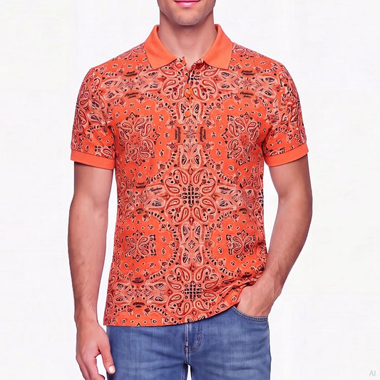 Moschino Bandana Print Polo Shirt Orange (A16069432-1035), Men