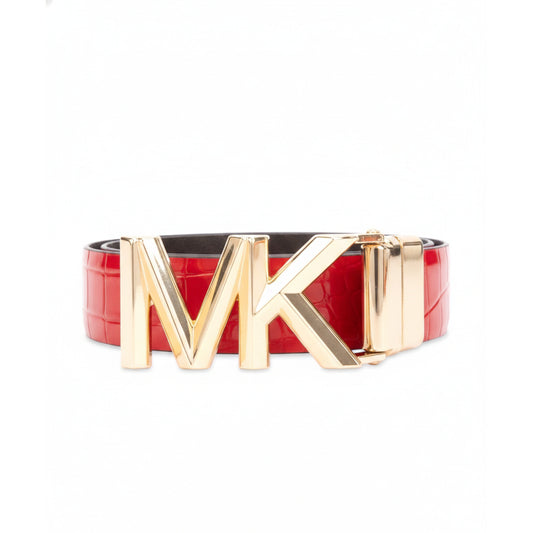 Michael Kors MK Logo Buckle Red Croc Belt, Women