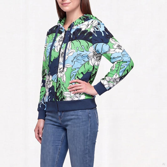 Moschino Tropical Floral Zip Hoodie Multicolor (A17049414-1305), Women