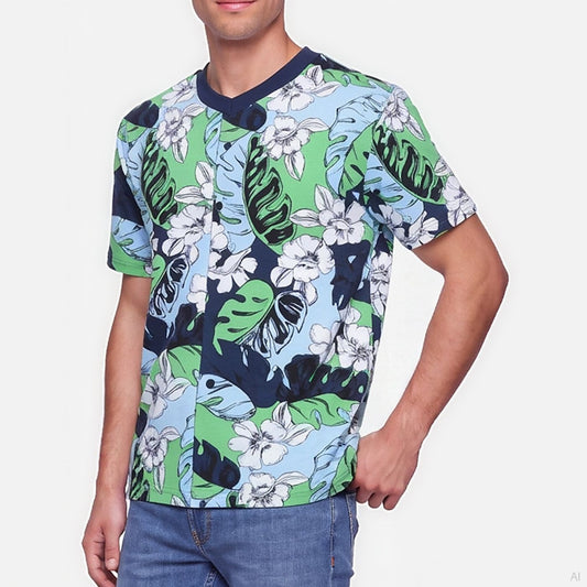Moschino Tropical Floral V-Neck Top Multicolor (A02039413-1305), Men