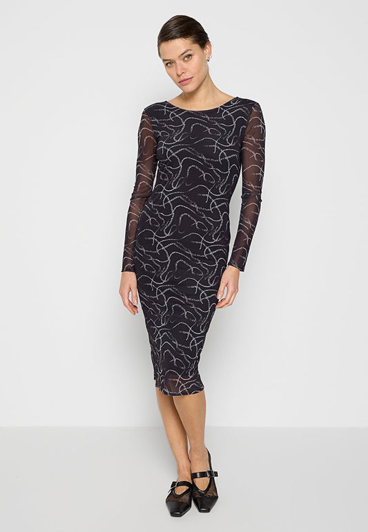 KARL LAGERFELD MESH AOP DRESS Black (ZZO2Q1146-Q00) Women