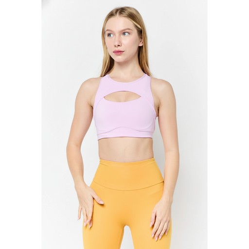 Adidas Lilac Cutout Ribbed Sports Bra, Women