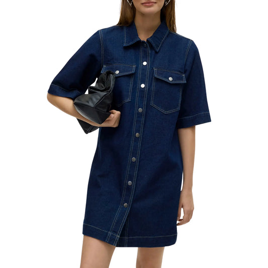 Vero Moda Fenja Denim Short Dress (10317552-DARKBLUEDEN) Women