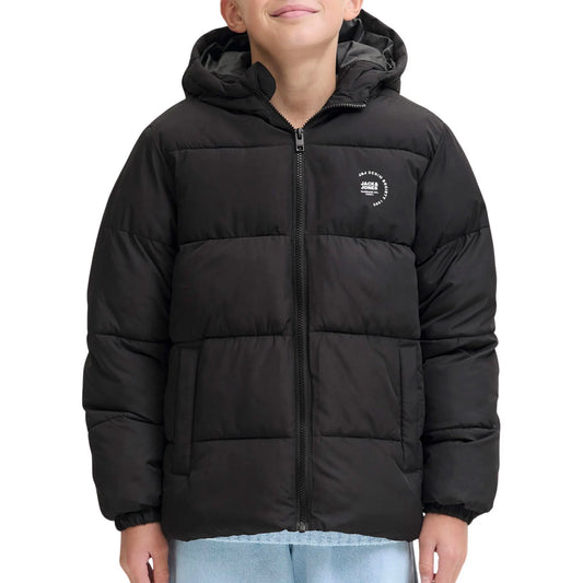 Jack & Jones Maze Logo Hood Puffer Jacket (12287731-BLACK) Kids