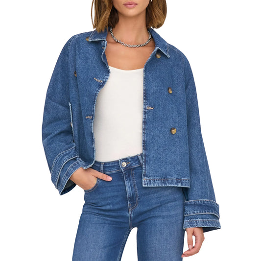 Only April Short Denim Trenchcoat (15347089-MEDIUMBLUED) Women