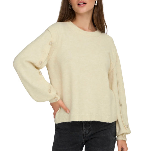 Only Rene Life Button Sweater (15358576-EGRET) Women