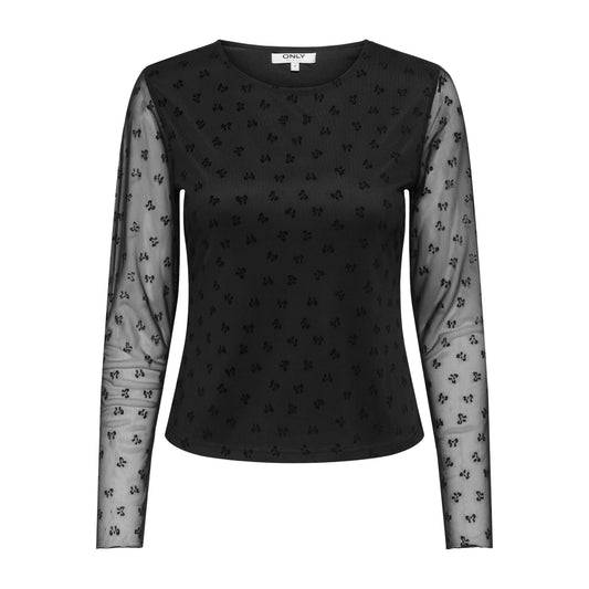Only Siena Mesh Flock Top (15362924-BLACK) Women