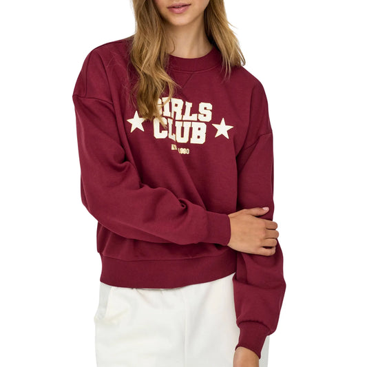 Only Jo Print Box Sweater (15365051-CABERNET) Women