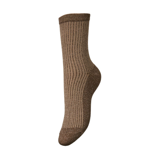 Pieces Ebby Glitter Long Stripe Socks (17151110-TAUPEGRAY) Women