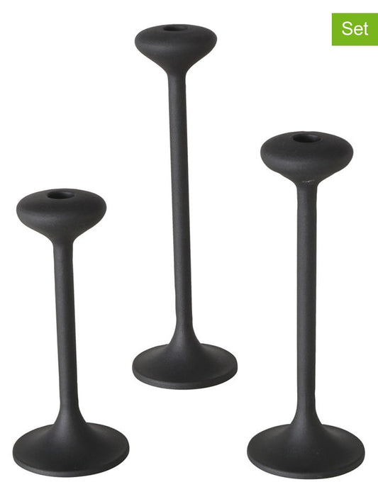 Boltze 3-Piece Set: Candle Holder ''Leos'' Black Unisex