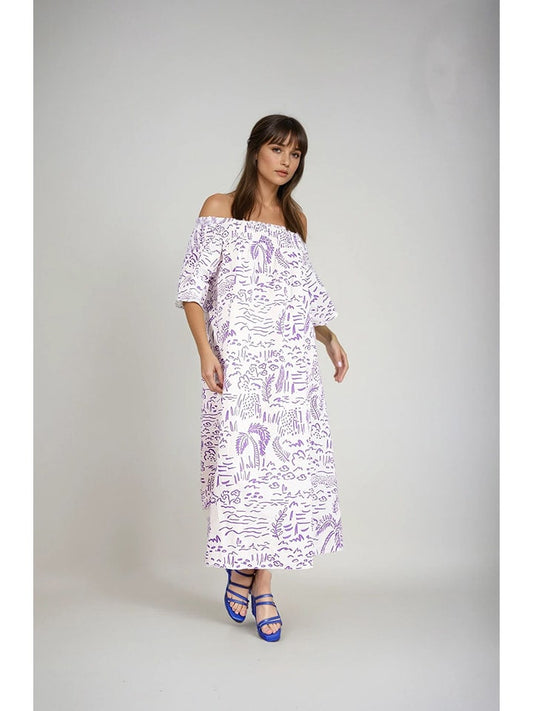 Monki Dress White / Purple Women