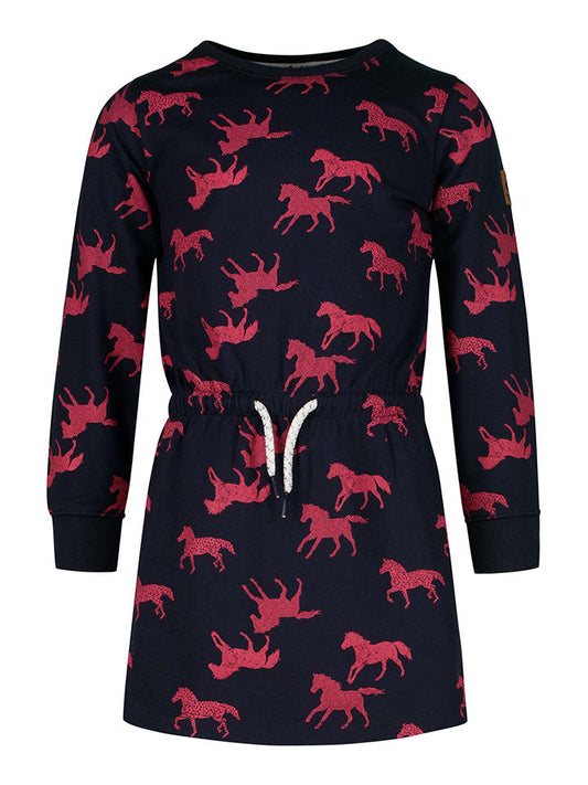 Salt and Pepper Sweat Dress Navy / Pink Kids
