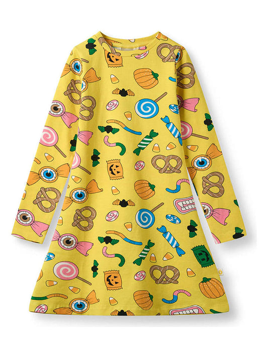 Småfolk Dress "Halloween Süßigkeiten" Yellow Kids