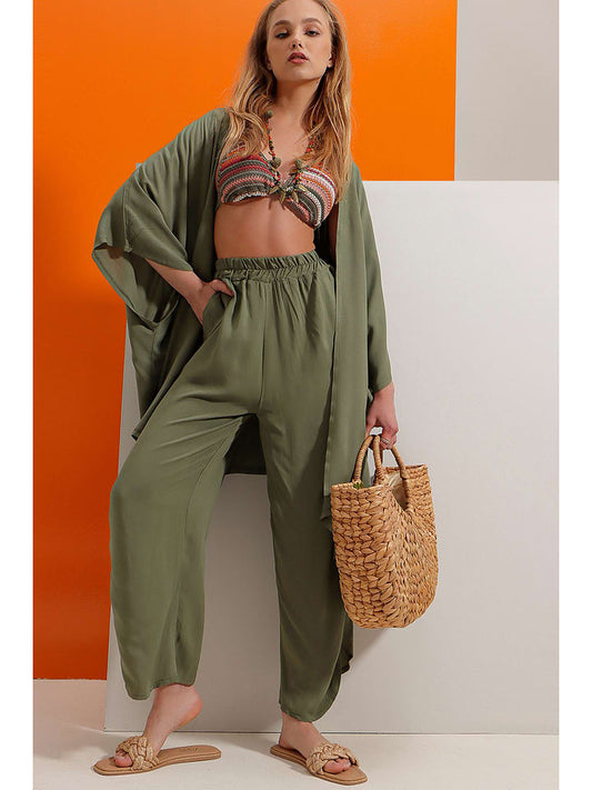 trendyol 2-Piece Outfit "Trend Alaçat Stili" Khaki Women