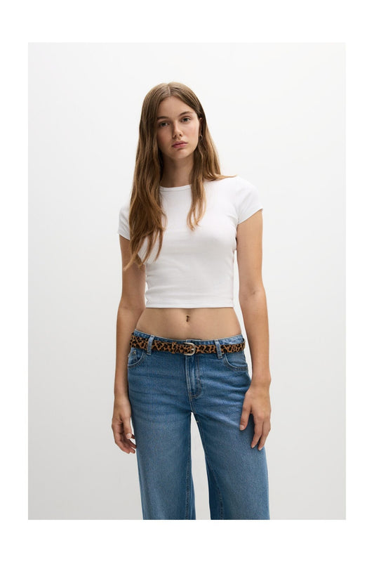 LEFTIES Women's Short-Sleeve Ribbed T-Shirt Brok.whit Women