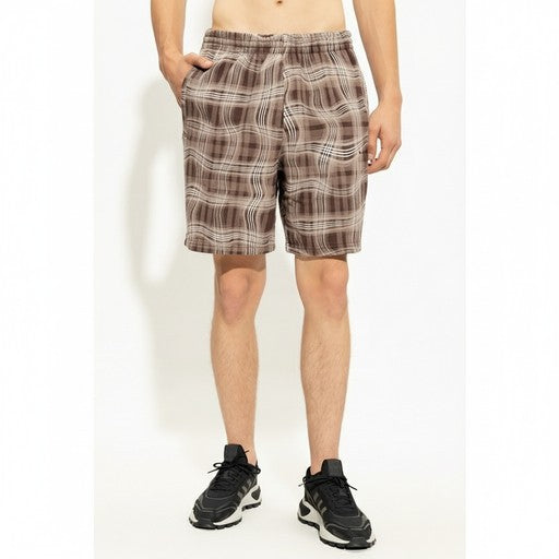 Adidas Brown Plaid French Terry Shorts, Men