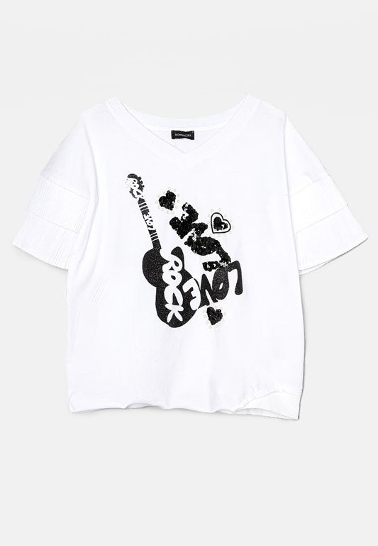 Monnalisa T-SHIRT ST.ROCK white (ZZO376HBU-A00) Kids