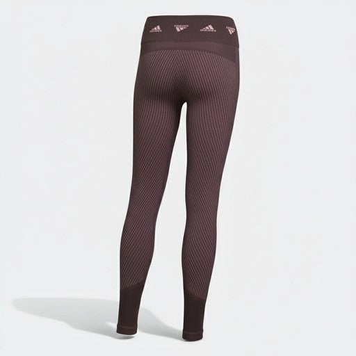 Adidas Ribbed Athletic Leggings Brown Pink, Kids