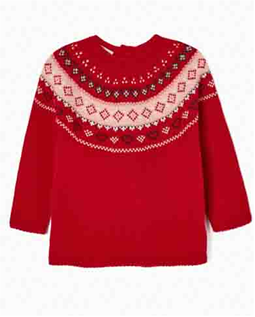 Zippy Pattern Knit Sweater Red (31049305040) Kids