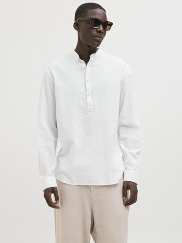 Jack & Jones Essentials JJESUMMER HALF PLACKET SHIRT LS SN White (12269326-White) Men