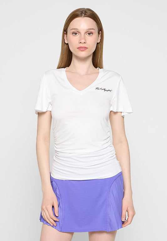 V-NECK RUCHED DETAIL T-SHIRT Women