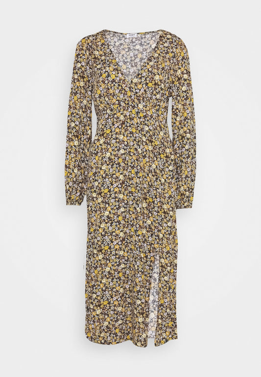 WOVEN HEATHER LONG SLEEVE MIDI DRESS Women