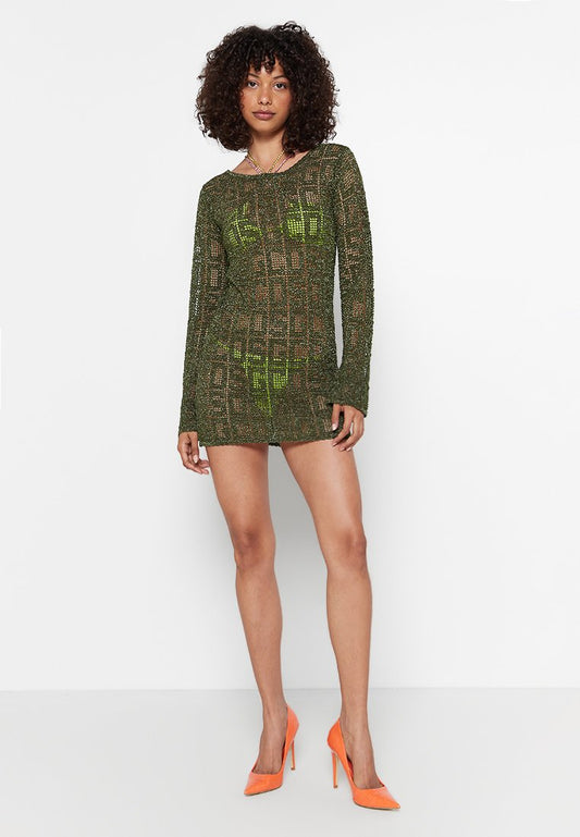GCDS MONOGRAM MACRAMÉ DRESS Women