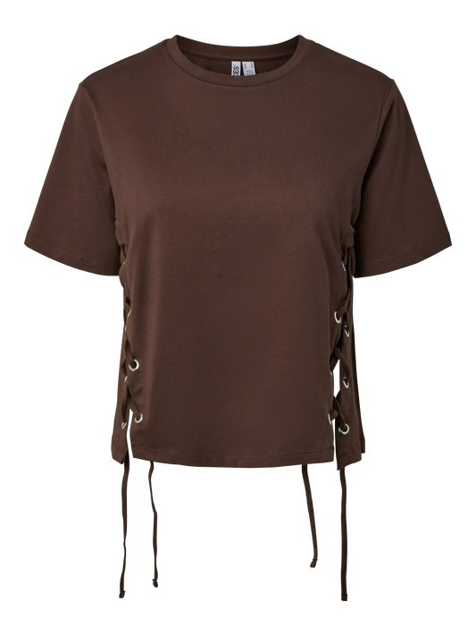 Fenja Short Sleeve Tie Detail T-Shirt Jsr D2D Hot Fudge (17166105) Women