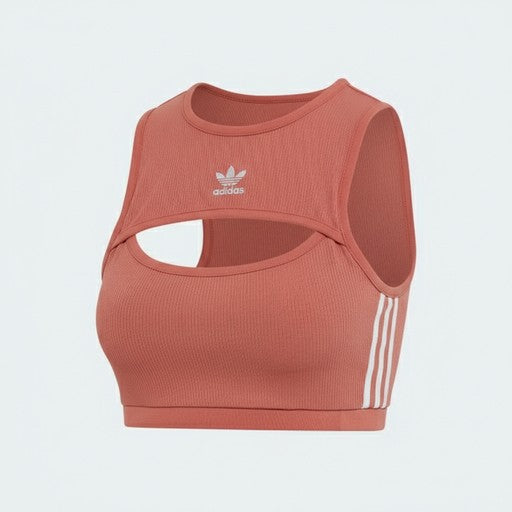 Adidas Ribbed Cut-Out Sports Bra Coral, Women