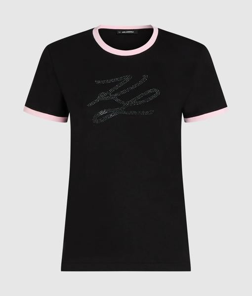Karl Lagerfeld Kl Rhinestone Slim T-Shirt Black (B1W17093999) Women