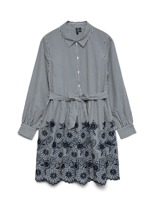 Mary Long Sleeve Short Dress Cloud Dancer Dark (10340575) Women