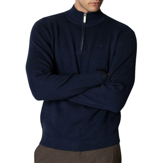 Clean Cut Copenhagen Oscar Knit Half Zip Sweater (CC3251-NAVY) Men