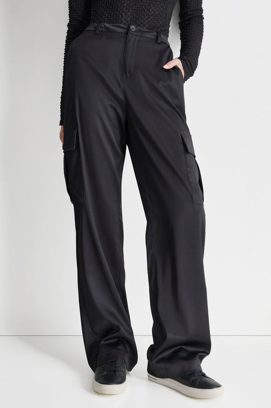 DKNY Stretch Satin Cargo Pants Black (DJ4P3011BLK) Women