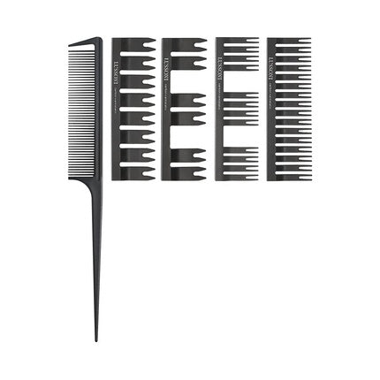 Lussoni DC 500 Carbon Hair Comb Set with 4 Attachments for All Hair Types