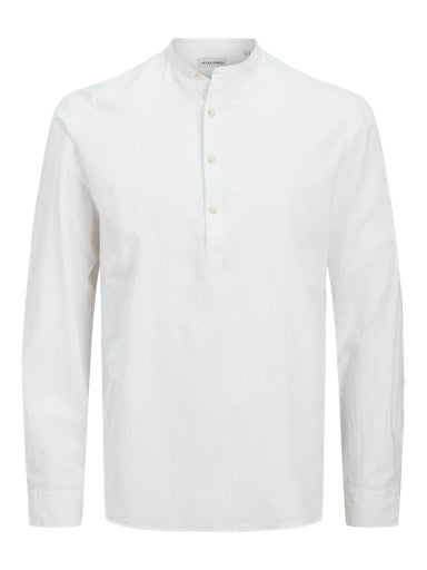 Jack & Jones Essentials JJESUMMER HALF PLACKET SHIRT LS SN White (12269326-White) Men