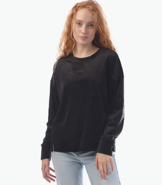 DKNY Allover Rhinestone Pullover Black (DP4T1061BBL) Women