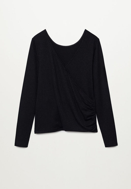 Mango Kids Gerafftes lurex t shirt Black (M9123J08G-Q11) Kids