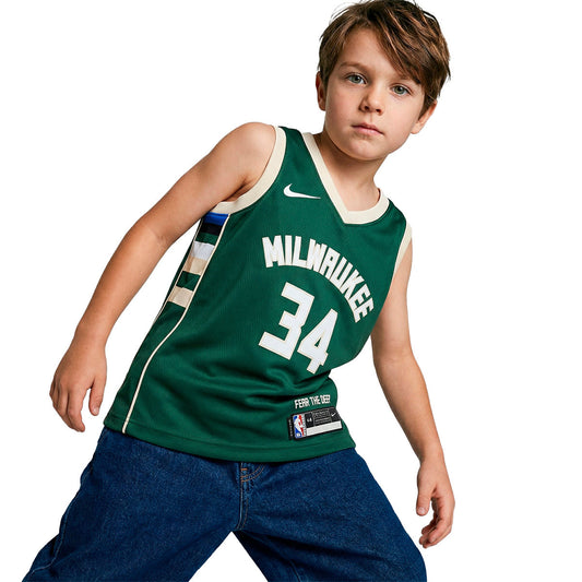 Nike Jersey Milwaukee Bucks Icon Edition Giannis Antetokounmpo Preescolar Fir (NI-EZ2T1BX6P00-BCKGA) Kids