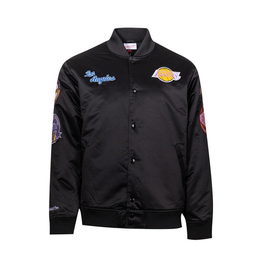 Mitchell & Ness Jacket Los Angeles Lakers Blackout Heavyweight Satin Black (JK15027-LALBLCK) Unisex