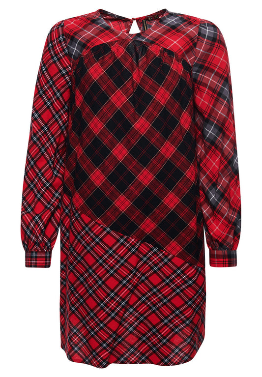 Superdry & Co Woven Check Mini Dress Mottled Dark Red (SU221C0P4-G11) Women