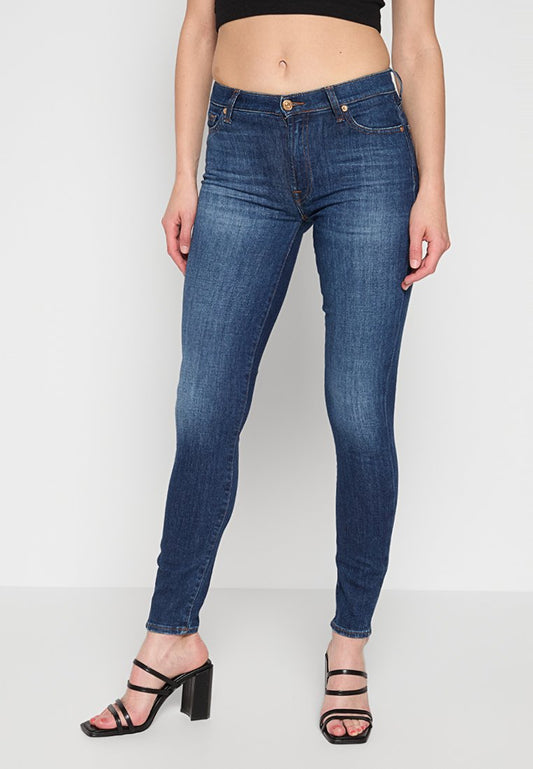 7 for all mankind HW SKINNY Slim Illusion Force with Embellished Squiggle Dark Blue (ZZO2EY166-K00) Women