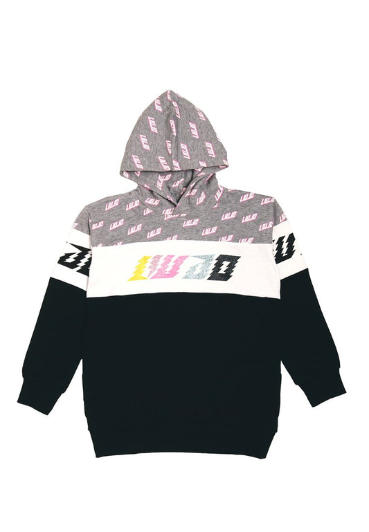 Liu Jo HOODED SWETSHIRT OVER MF17LJG BLACK/GREY black (ZZO1V7U10-Q00) Kids
