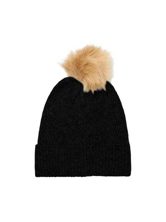 Grace Pompom Beanie Black (10332299) Women