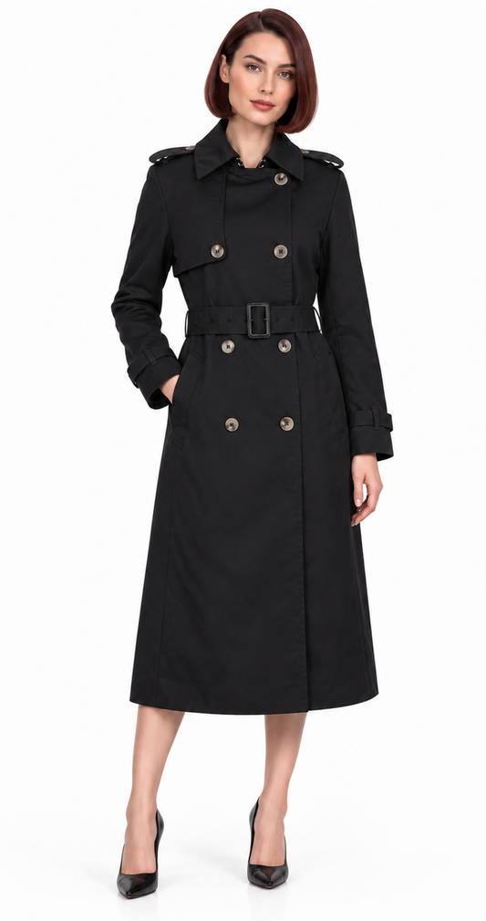 DEBRANDE Women's Coat TRENCH BLACK (10757) Women