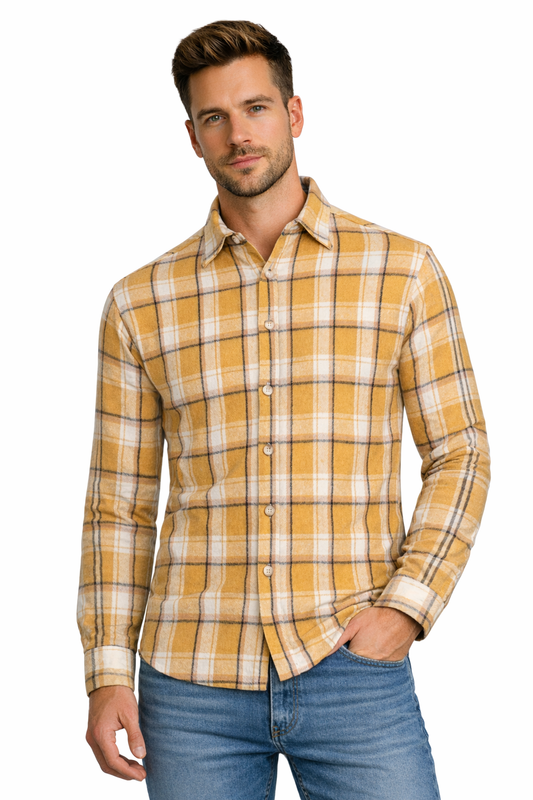 PLUS POSH Shirt 8961 Yellow Check (8961) Men