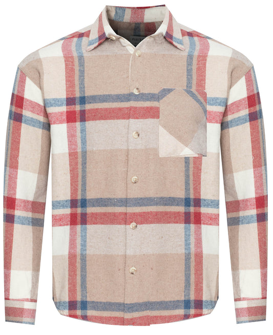 PLUS POSH Shirt Men's Czerwono-niebiesko-beige KRATKA (8425) Men