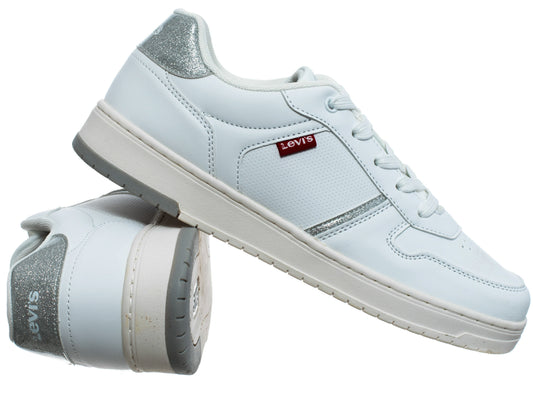 LEVI'S Shoes Women's KICK SE WHITE SILVER GLITTER (9471) Women