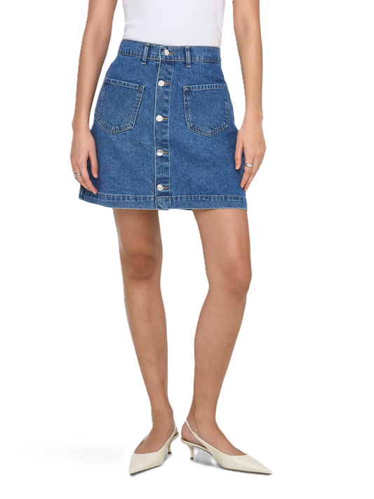 ONLY Skirt Women's JEANSOWA ONLAMAZING HW SKIT TAI DNM NOOS MEDIUM BLUE DENIM (10550) Women