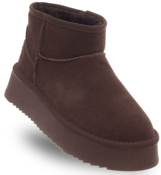 SOLO SOPRANI COUTURE Leather Ankle Boots Women's HUGH PLATFORM CHOCOLATE (5880) Women