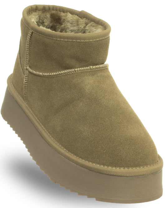 SOLO SOPRANI COUTURE Leather Ankle Boots SCW421P05/06 HUGH PLATFORM GREEN (5881) Women